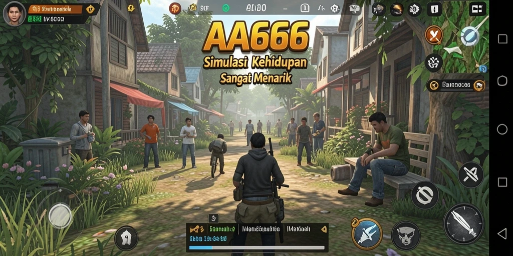 Tampilan gameplay AA666 yang menggambarkan simulasi kehidupan.