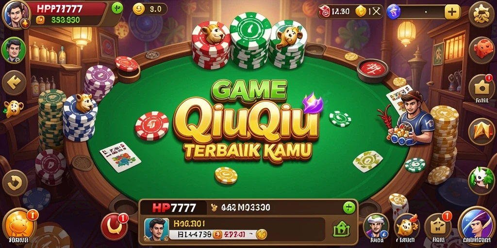 Tangkapan layar utama HP777 menunjukkan aksi seru permainan QiuQiu.