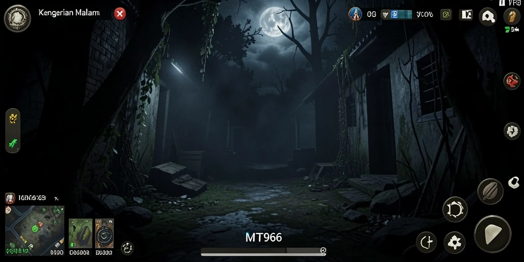 Screenshot gameplay MT966 menampilkan suasana Horror yang mencekam.