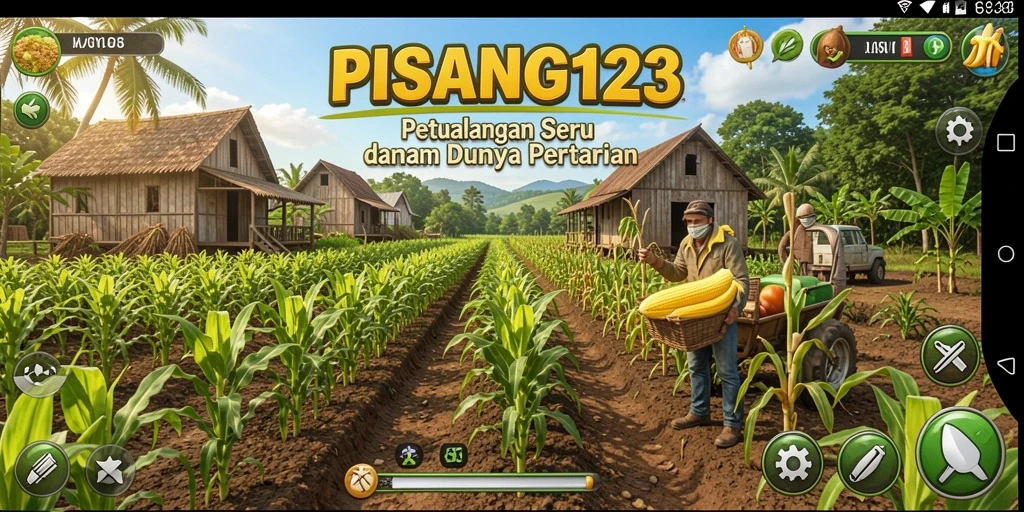 Screenshot gameplay PISANG123 dengan kebun pisang yang subur.