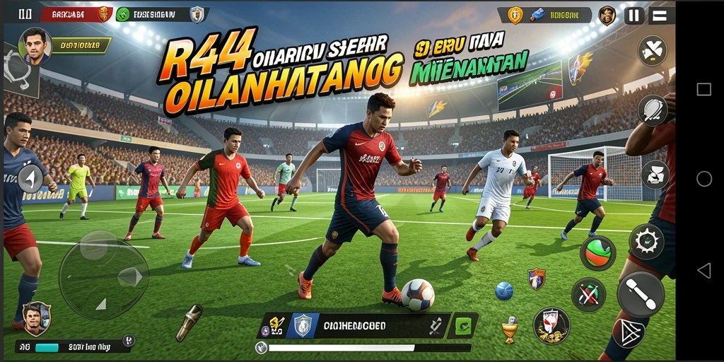 Screenshot utama gameplay <strong>RR44</strong> yang menunjukkan aksi olahraga penuh semangat.