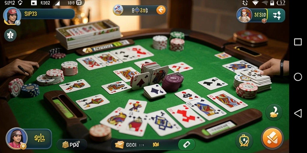 Screenshot gameplay SIP33 menampilkan suasana seru bermain Gaple.