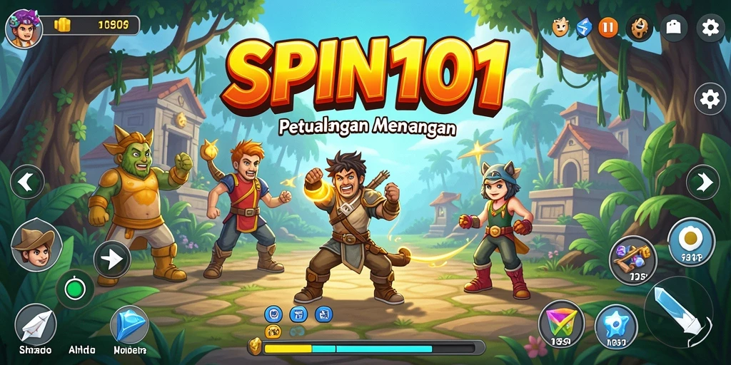 Tampilan gameplay menarik dan penuh warna dari SPIN101.