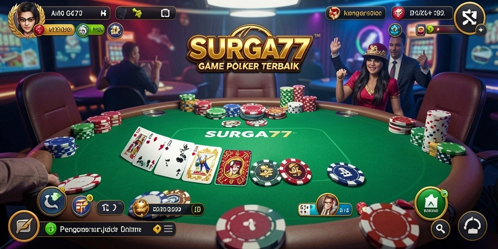 Screenshot SURGA77 menampilkan aksi seru dalam permainan Poker.