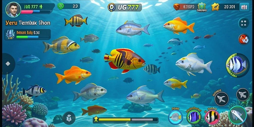 Tangkapan layar gameplay yang penuh aksi dalam UG777 Tembak Ikan.